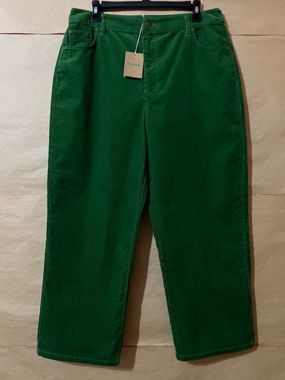 Boden | NWT High Rise Straight Cord Jeans Wide Leg Corduroy Green Size 10